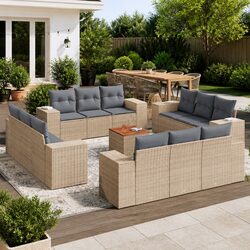 Comfortable 13-Piece Garden Sofa Set with Padded Cushions