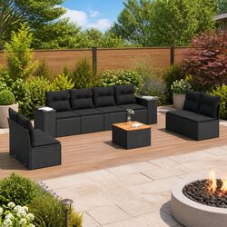 Reliable 9-Piece Garden Sofa Set with Cushions