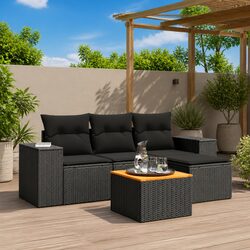 Comfortable 5 Piece Black Garden Sofa Set for Relaxation