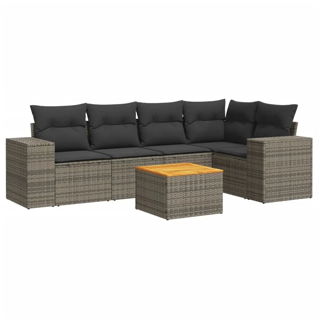 Garden Sofa Set 6 Piece Outdoor Furniture Modular Grey PE Rattan Patio Seating