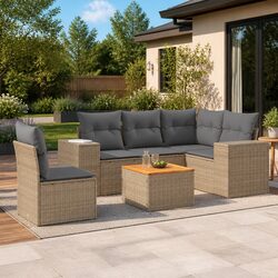 Comfortable 6 Piece Outdoor Garden Sofa Set in Beige