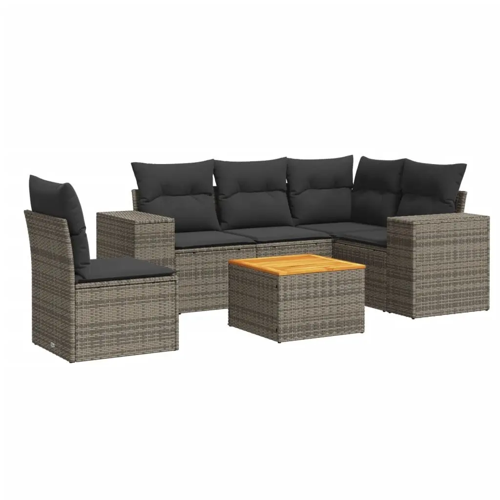 Garden Sofa Set 6 Piece Outdoor Furniture Grey Modular Patio Seating
