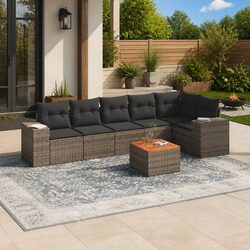 Comfortable and Practical 7 Piece Grey Garden Sofa Set