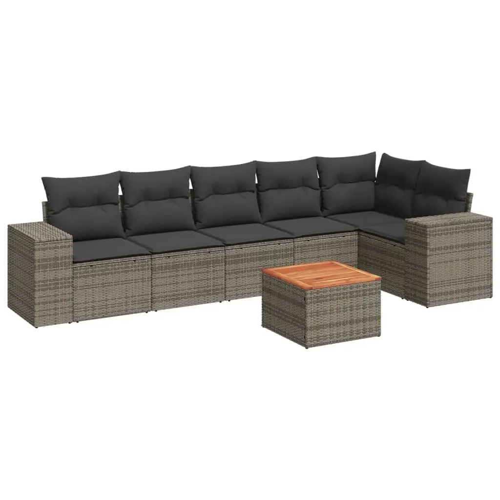 7 Piece Garden Sofa Set Grey Modular Outdoor Furniture Patio Seating