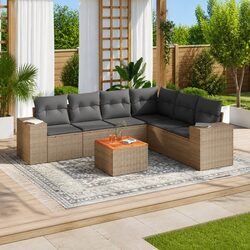 Practical 7-Piece Garden Sofa Set with Cushions