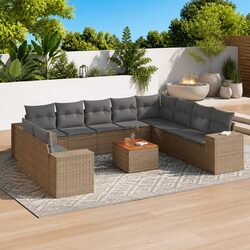 Value-Packed 11 Piece Beige Outdoor Sofa Set