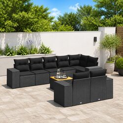 Comfortable Black Garden Sofa Set – 9 Pieces Included