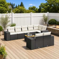Comfort Meets Value: 9 Piece Black Rattan Sofa Set