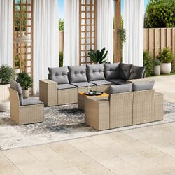 Comfort and Value Combined: 9-Piece Beige Sofa Set