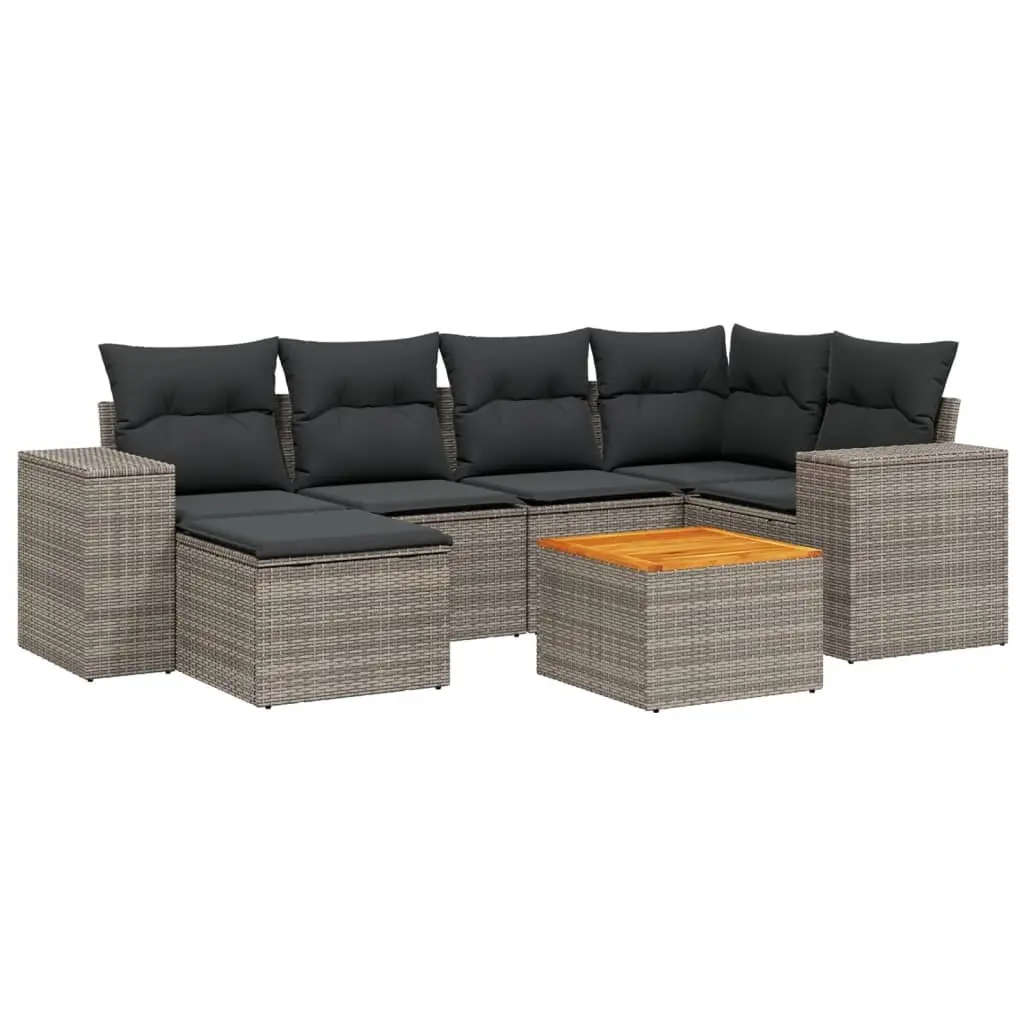 7 Piece Garden Sofa Set Grey Outdoor Patio Furniture with Cushions