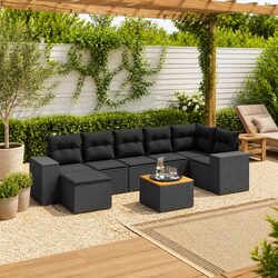 Comfortable 8-Piece Outdoor Garden Sofa Set with Cushions