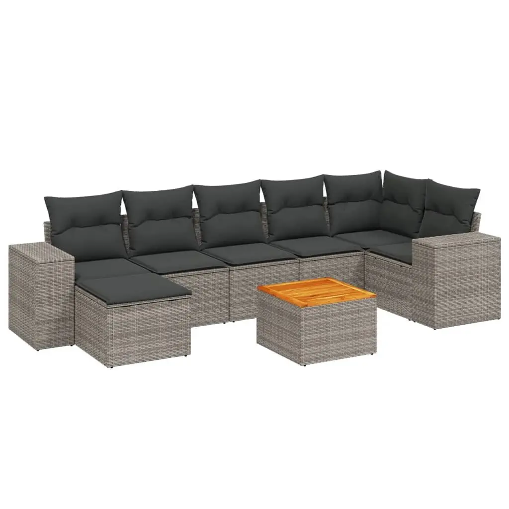 Garden Sofa Set 8 Piece Outdoor Furniture Modular Grey PE Rattan Patio Seating