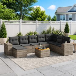 Warm and Inviting 9 Piece Garden Sofa Set in Grey