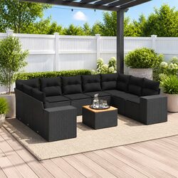 Comfortable and Durable 10 Piece Black Garden Sofa Set
