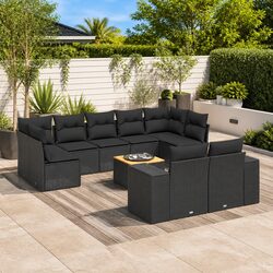 Comfortable 10 Piece Garden Sofa Set with Cushions