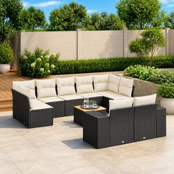 Value-Driven 10 Piece Black Garden Sofa Set for Outdoors