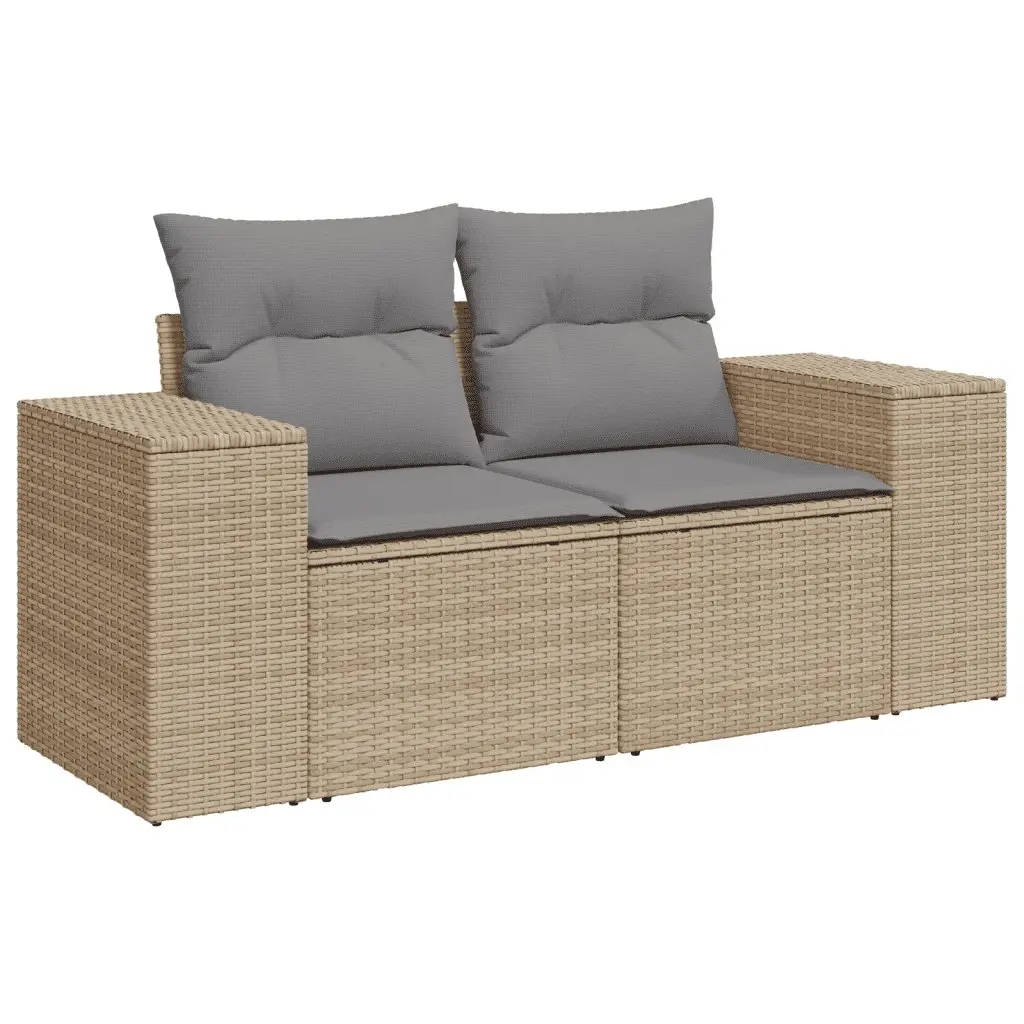 Garden Sofa Set 10 Piece Outdoor Furniture Beige Poly Rattan Patio Seating
