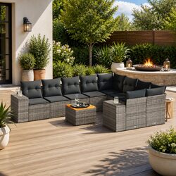 Value-Driven 10-Piece Outdoor Sofa Set in Grey