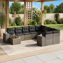 Value-Packed 10-Piece Grey Rattan Sofa Set for Outdoors