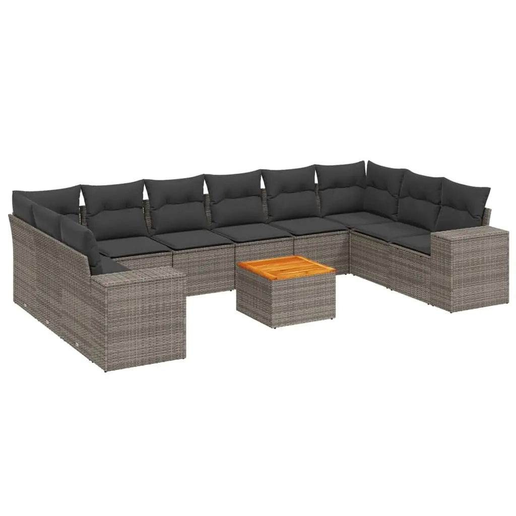 Garden Sofa Set 11 Piece Outdoor Furniture Grey Rattan Patio Sectional with