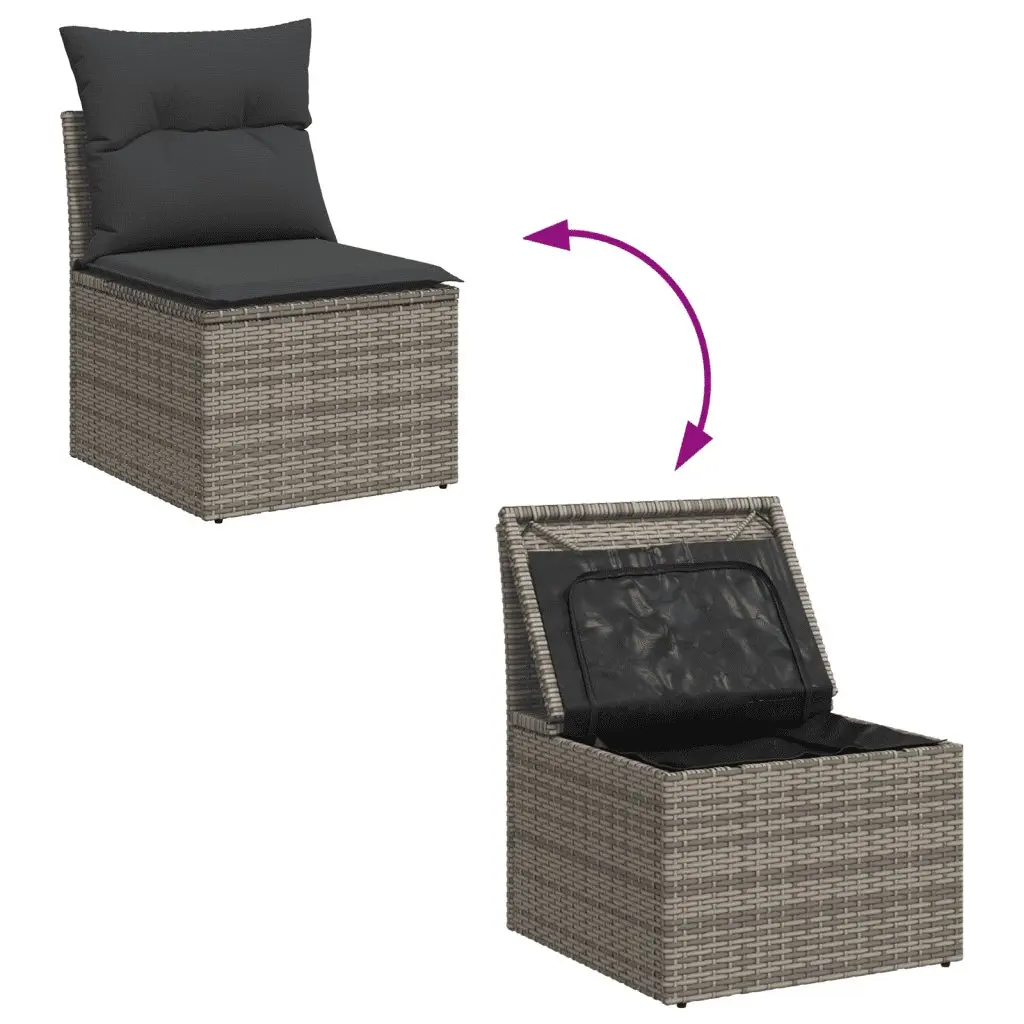 Garden Sofa Set 11 Piece Outdoor Furniture Grey Rattan Patio Sectional with