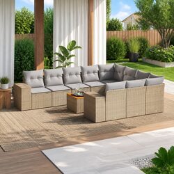 Outdoor Garden Sofa Set 11 Piece Modular Patio Furniture with Storage Cushions