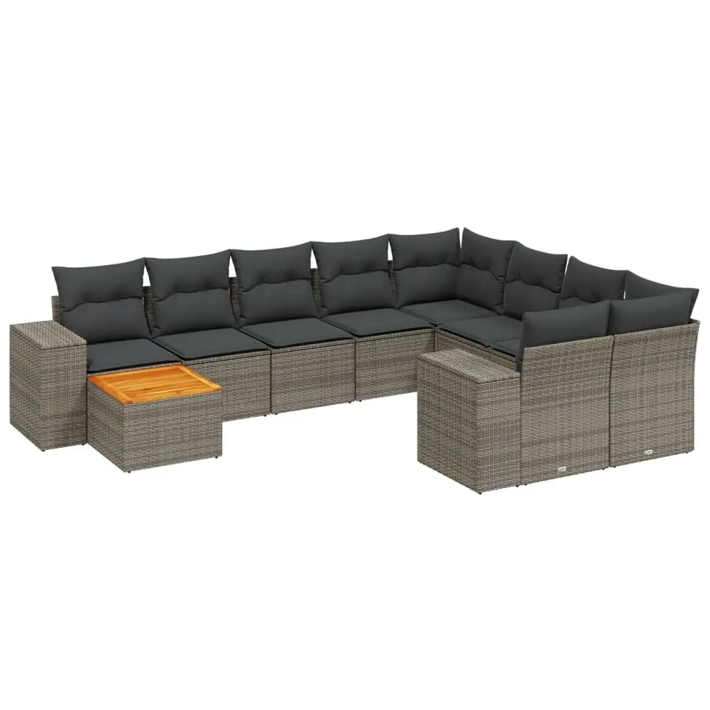 Garden Sofa Set Modular Outdoor Furniture 11 Piece Grey Poly Rattan