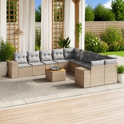 Value-Packed 11 Piece Modular Garden Sofa Set in Beige