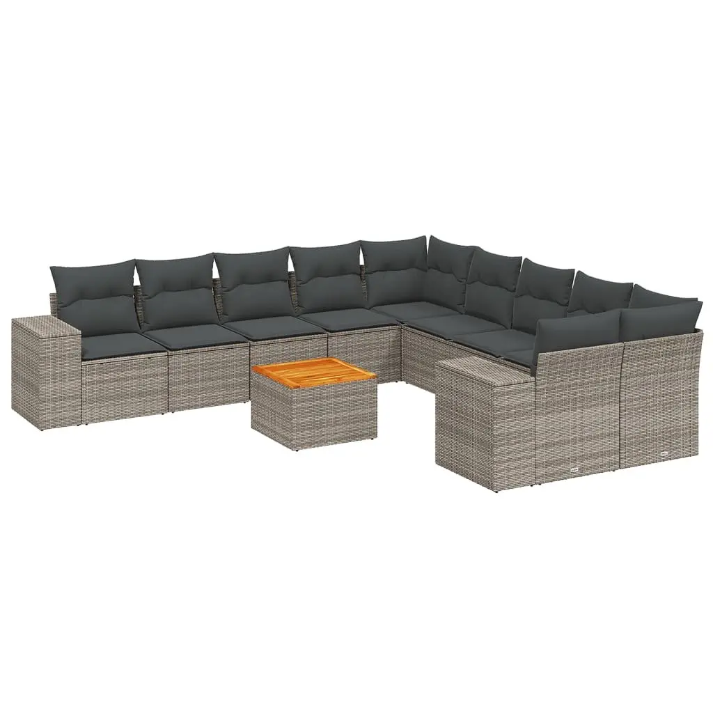 Garden Sofa Set 11 Piece Outdoor Furniture Grey Poly Rattan Patio Seating