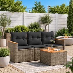 Reliable 4-Piece Outdoor Sofa Set: Grey and Acacia