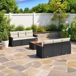 Reliable 7 Piece Black Patio Sofa Set with Cushions
