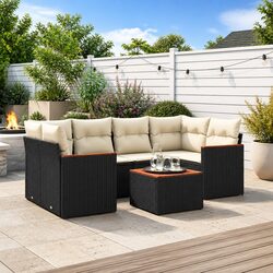 Black Modular Outdoor Sofa Set 7 Piece Garden Furniture
