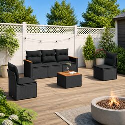 Comfortable 6-Piece Garden Sofa Set in Black