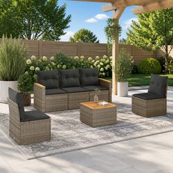 Quality 6-Piece Grey Garden Sofa Set with Value