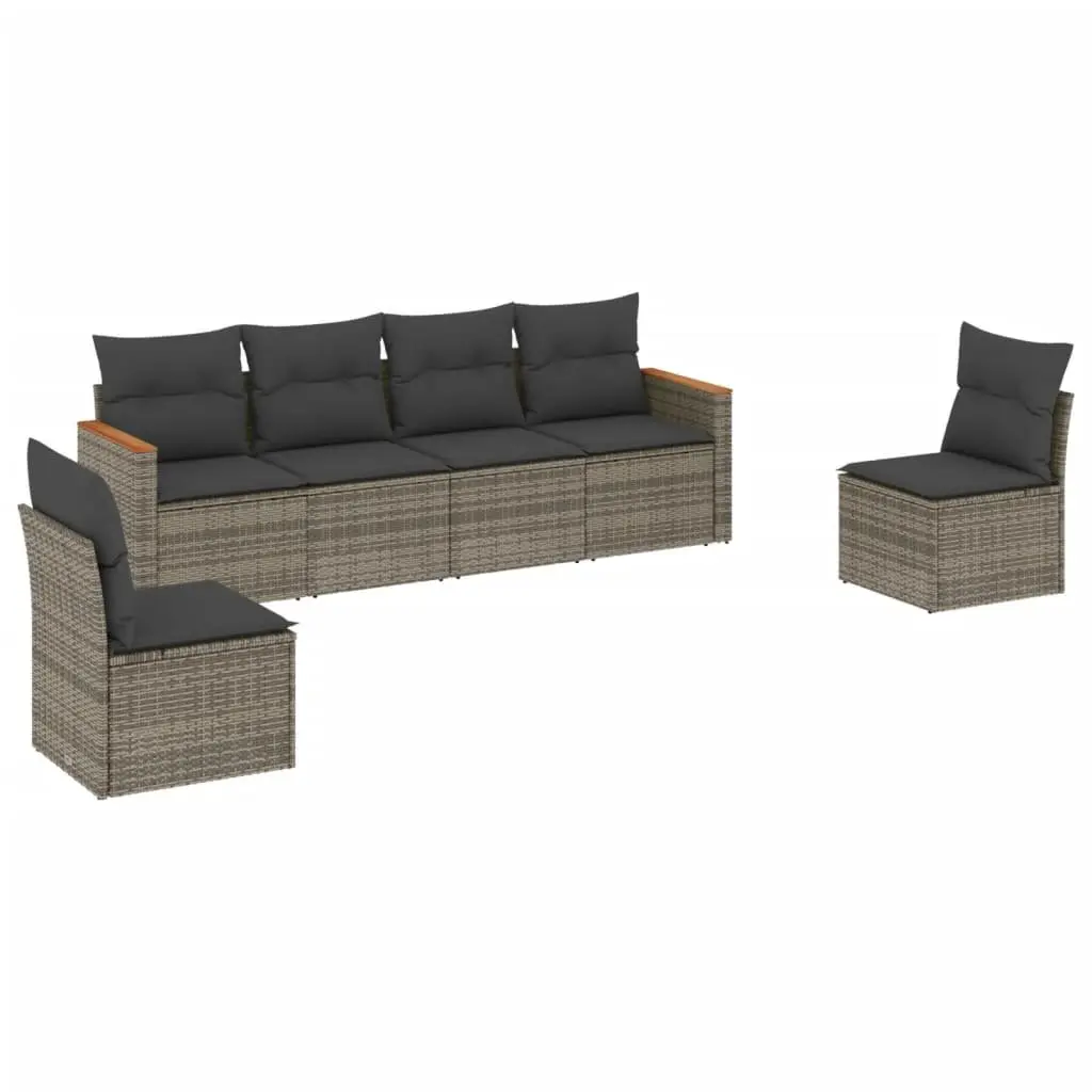 Garden Sofa Set Modular Outdoor Furniture 6 Piece Grey with Cushions