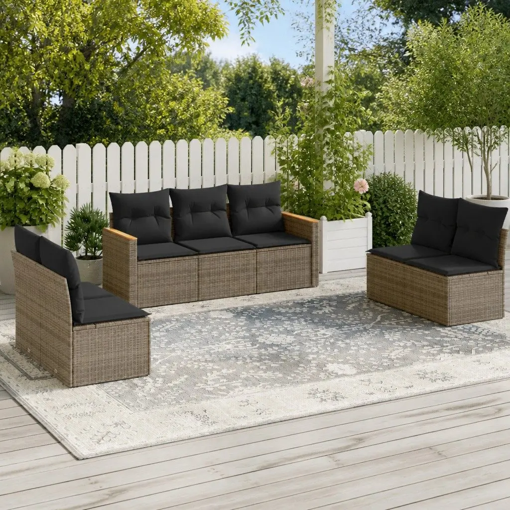 Garden Sofa Set Outdoor Seating 7 Piece Grey Rattan Modular