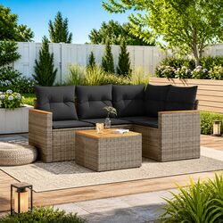 Comfortable 5 Piece Grey Patio Sofa Set with Removable Cushions