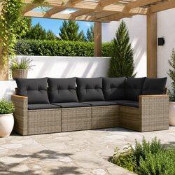 Warm and Reliable 5-Piece Grey Garden Sofa Set