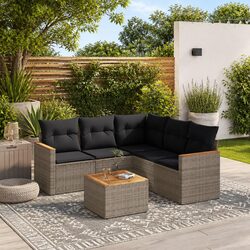 Comfortable 6 Piece Grey Outdoor Sofa Set with Storage Solutions