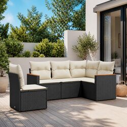 Warm and Functional 5 Piece Garden Sofa Set in Black