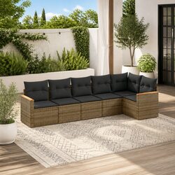 Comfortable 6-Piece Grey Garden Sofa Set