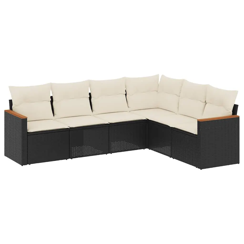 Garden Sofa Set 6 Piece Outdoor Patio Furniture with Cushions Storage Black