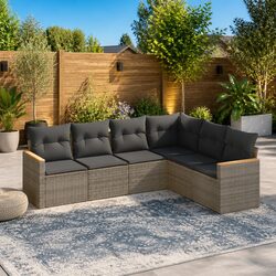 Affordable 6 Piece Garden Sofa Set with Cushions in Grey