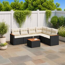 Comfortable and Practical 7-Piece Black Garden Sofa Set