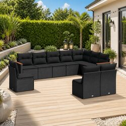 Value-Focused 10 Piece Black Modular Sofa Set