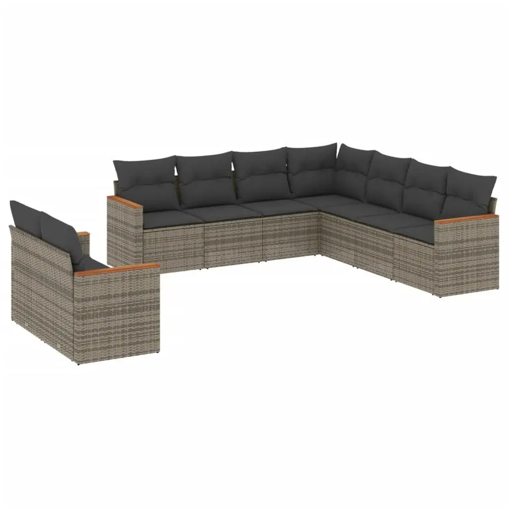 Garden Sofa Set 9 Piece Outdoor Furniture Patio Seating with Cushions Grey