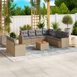Comfortable 10-Piece Outdoor Sofa Set in Beige