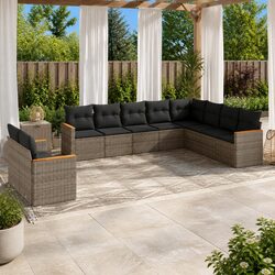 Comfortable 10-Piece Grey Outdoor Sofa Set with Storage