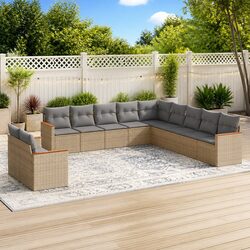 Comfortable and Reliable 11 Piece Beige Sofa Set