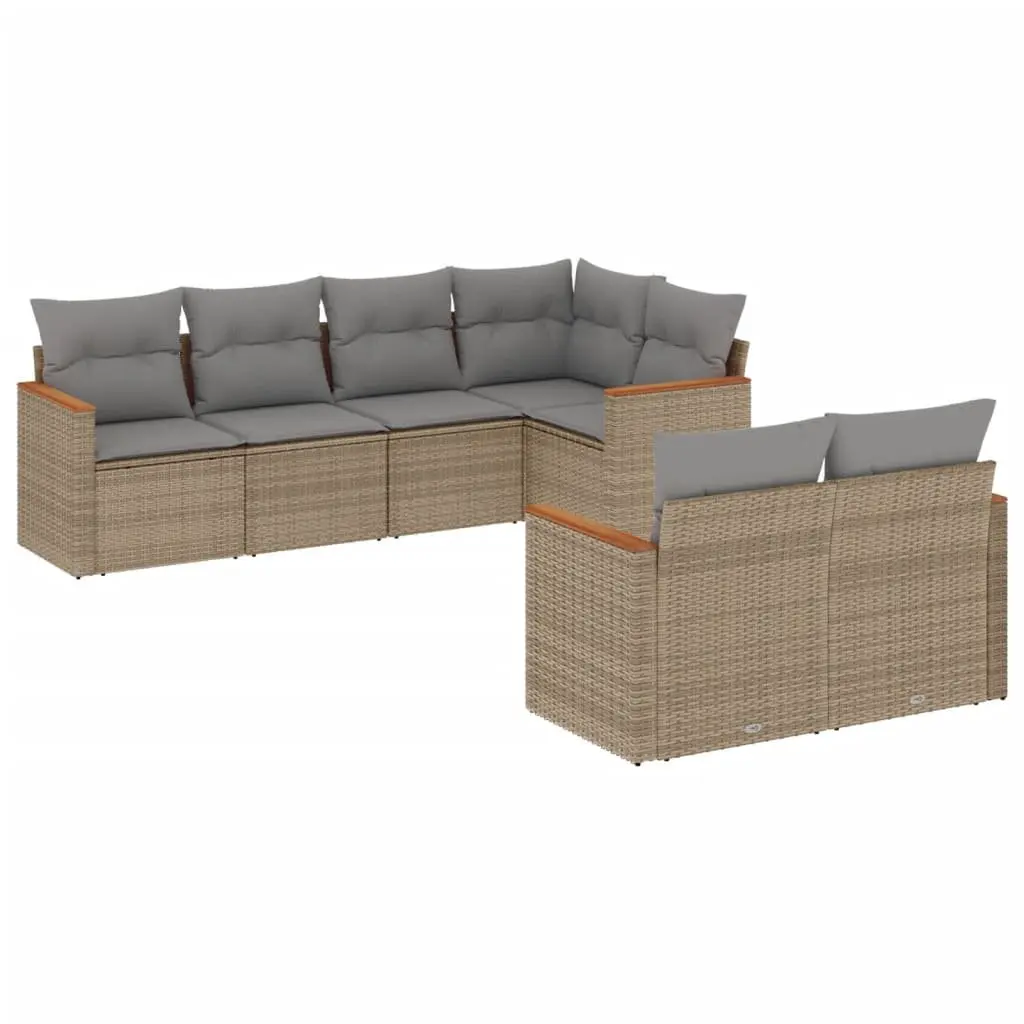 7 Piece Garden Sofa Set Outdoor Furniture Patio Sectional Beige with Cushions